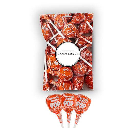 Tootsie Pops Lollipops with Orange Flavored Tootsie Center, 50 Pieces, Individually Wrapped Delicious Gluten Free Hard Candy for Pantry, Birthdays, Easter & Christmas (2.5 lbs)
