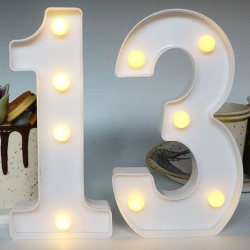 Image of H:7.88 inches Light Up Numbers 13 Sign for Party Decor, 13th Birthday Decorations for Girls, 13th Birthday Centerpieces Table Decorations for Boys