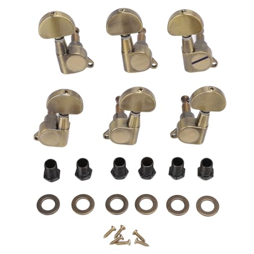 6 Set Metal Guitar Tuning Pegs Keys, Half Moon Shaped Sealed 1:18 Gear Ratio Machine Heads, Heavy Duty Internal Gears for Tuning