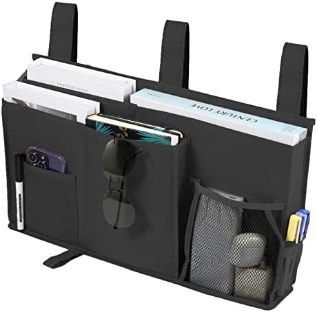 Joyfulife Bedside Caddy - Bunk Bed Organizer, Hanging Storage Bag with 8 Pockets for Dorm Rooms, Hospital Beds, Camping - Black