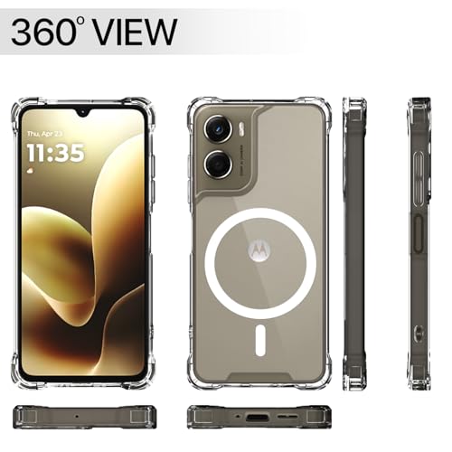 Image of Amazon Basics Back Cover for Motorola Moto G06 Power Mag-Safe Shockproof PC + TPU Protective Case Magnetic Support Bumper Case (Transparent Mag-Safe)