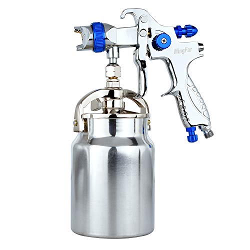 SHININGEYES Professional HVLP Gravity Spray Gun 1.7mm Nozzle 1/4" NPT 1000cc Cup (1.7mmDarkBlue)