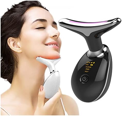 Wavy Chic Beauty Facial Massager, 3 Color LED Face Skin Rejuvenation for Face & Neck Beauty Device, 3 in 1 Face Massager, Microglow Handset for Skin Care, Neck Tightening Device Glossy (Black)
