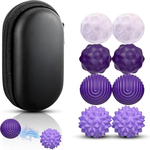JoyJoyful 8 PCS Balle Anti-Stress Enfant Adulte, Fidget Toys Anti Stress Pierre Sensorielle Texturée, Outil de Relaxation pour Gestion du Stress, TDAH, Autisme (Violet)