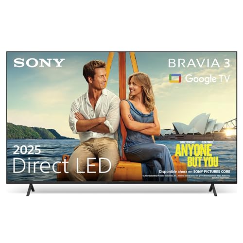 Sony BRAVIA 3, TV 43', Direct LED, Altavoz X-Balanced, Dolby Vision/Atmos, Google TV 2025, Apple AirPlay 2, Eco Dashboard 2, Menú del Juego 2, Smart TV, K43S32, Negro, Bravia 3​, 43 Inch