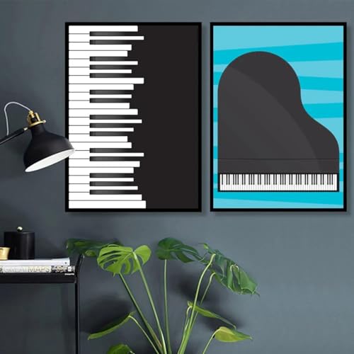 Peinture simple piano noir et blanc toile artistique haut de gamme 35 x 50 cm