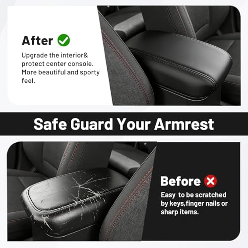 Image of Autorder Center Console Cover for 2022-2025 2026 Ford Maverick Accessories Armrest Cover Anti-Scratch Middle Console Pad Leather Armrest Protector