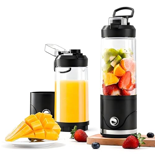 Portable Blender Smoothies Maker,Powerful 6 Blades 22000 RPM, Blends Ice & Frozen Fruit,650ml 22OZ BPA Free Bottle with Portable Lid, USB-C Charging, Compact Rechargeable Mixer for Shakes,Juices