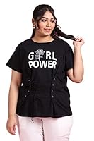 Lastinch Women's Plus Size Girl Power Black Corset Tee (XXXX-Large)