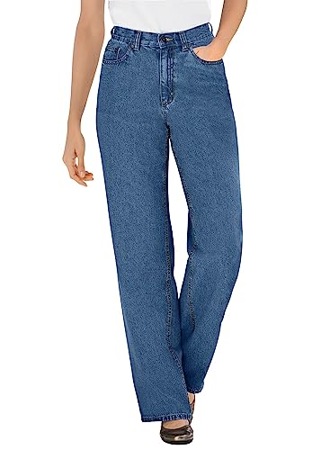 Woman Within Plus Size Womens Plus-Size Perfect Relaxed All-Cotton Denim Five-Pocket Jeans