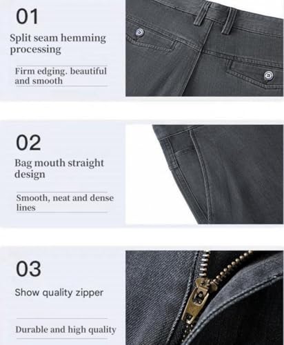 Jett Jeans for Older Men, Classic Men's Solid Elastic Waist Wide Leg Jeans, Relaxed fit, Pocket Zip and Button4
