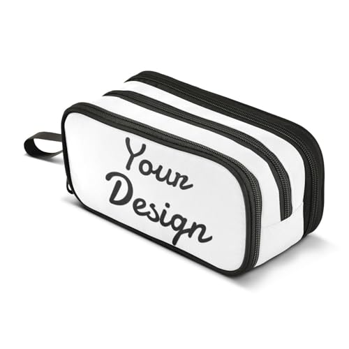 Image of Pencil Case Large Pen Bag with Zipper Custom Design | 3-Compartment Aesthetic Pencil Pouch Stationery Storage and Organizer, Marker Case School Supplies for Teen Adult Girls Boys