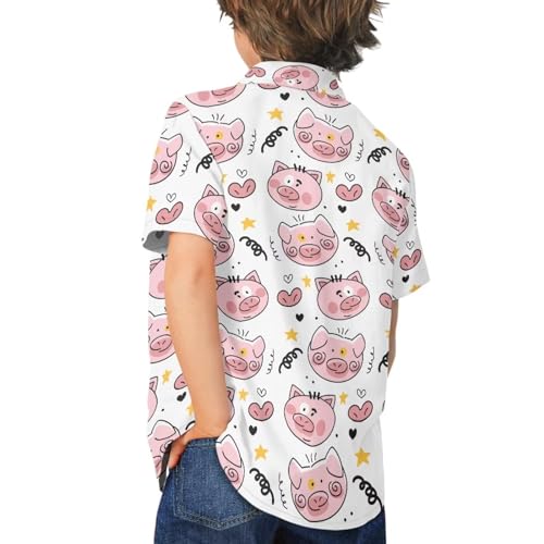 PinUp Angel Cute Short Sleeve Shirts for Kids Casual Button Down Comfortable Girls Boys Button Up Hawaiian Shirts3