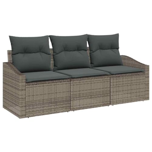 Ensemble de canapé 3 pièces extérieur et table réglable en hauteur gris - 2