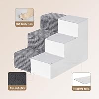 EHEYCIGA Dog Stairs for Small Dogs 13.5" H, 3-Step Dog Steps for Cats, Grey — image 3