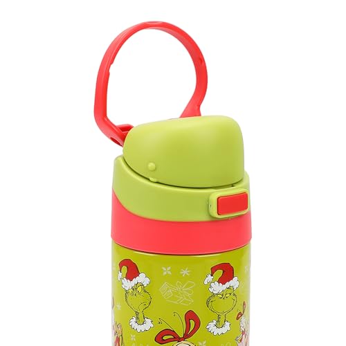 Image of The Grinch & Cindy-Lou Who All-Over Print Green 24 Oz Stainless Steel Water Bottle