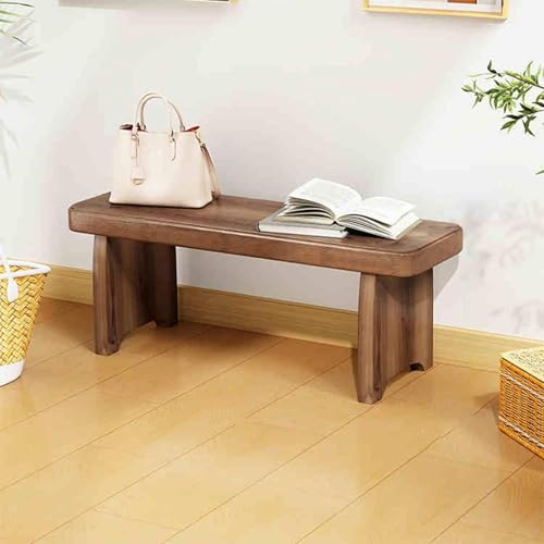 Banco de madera para zapatos de madera maciza con acabado premium rustico marron 2