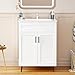 LDarqeer 24 Inch Bathroom Vanity with Ceramic Sink for Small Bathroom, Space-Saving Modern Farmhouse Sink Cabinet with Easy Tool-Free Installation (White)