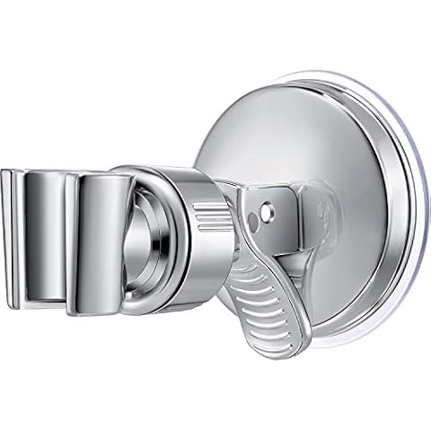 Adjustable Shower Head Holder Bathroom Suction Cup Handheld Shower Head Holder Mounting Bracket Plastic ABS with Chrome Polished for Marble Glass Metal Ceramic (1, Silver Wrench) Cover