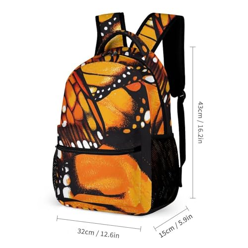 Monarch Butterfly Wings Travel Backpack Casual Daypack Shoulder Bag with Adjustable Shoulder Straps2