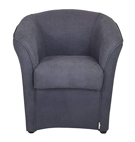Totò Piccinni Poltrona a POZZETTO Tessuto, Made in Italy (Tessuto Grigio Scuro)