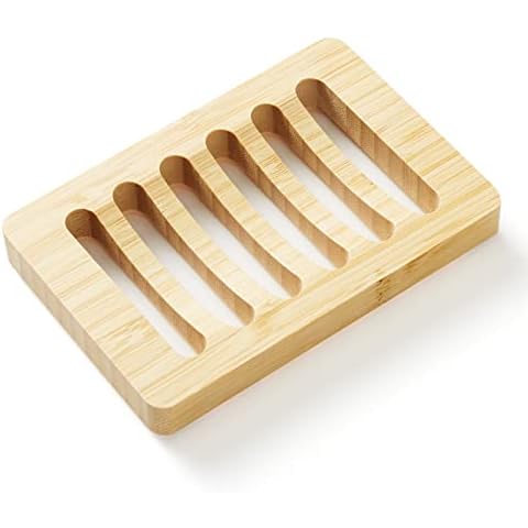 DHAEE Bamboo Wooden Soap Dish Self Draining - Environmental Friendly,Bar Soap Holder for Shower,Soap,Sponges,Scrubber,Used in Kitchens,Bathrooms,and Bar Sinks,Tray and Accessories(1 Pack) Cover