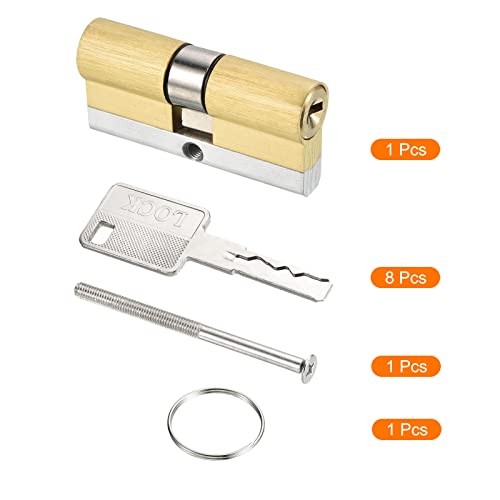 PATIKIL 32.5/32.5 (65mm Overall) European Double Lock Cylinder, Door Cylinder Lock with 8 Keys for Wooden Doors Aluminum Doors - Image 3