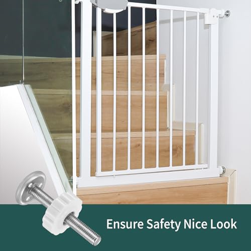 4 Druckschrauben für Treppenschutzgitter + 4 Sicherheits Wandschutz für Baby Treppengitter Türschutzgitter, Gewindespindelstangen Klemmschrauben ohne Bohren für Haustier Kindergitter Baby Gate