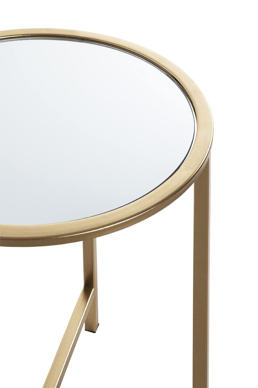 HAKU Bijzettafel goud, goud, Metaal, spiegel 5 mm - Maat: B 39 cm x H 53 cm x D 39 cm, Stijl: Art Deco