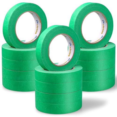 Image of Oleitodh 15 Rolls Green Painters Tape Bulk 1 inch x 825 Yards, Painters Masking Tape No Residue Wall Painting Tape Artist Tape Trim Edge Finishing Tape for Wall Painting Decoration DIY Supplies