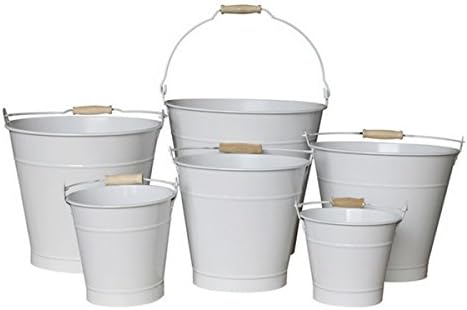 16cm White Zinc Bucket/Metal/Container/Flower Pot/Home/Garden