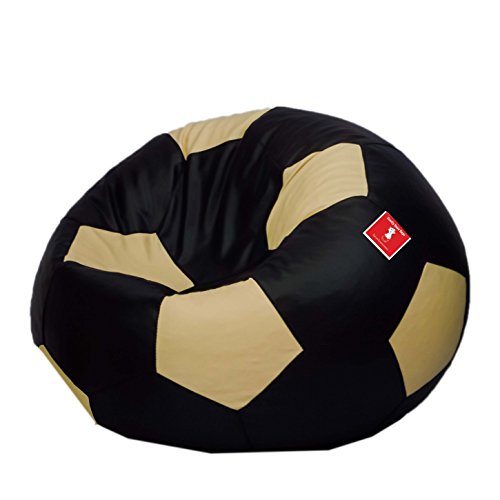 Image of Biggie Bean Bag Football XXL Bean Bag Without Fillers Cover (Black and Cream)
