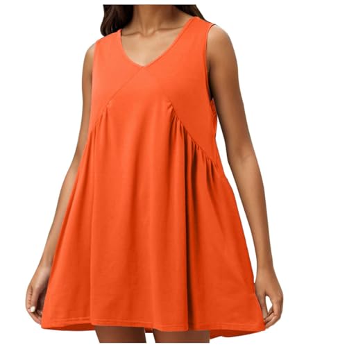 Robe d'été sans manches col ample fluide avec poches coupe mini chic