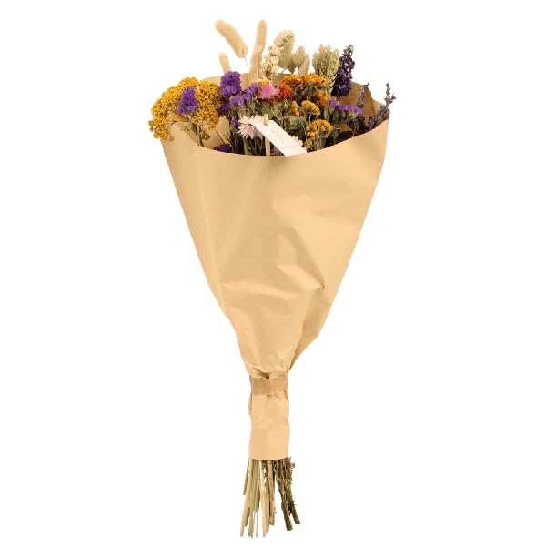 Bukiet suszonych kwiatów – wielokolorowy bukiet suszonych kwiatów – ok. Ø 25 cm, 60 cm, naturalna dekoracja do wnętrz, trwały i łatwy w pielęgnacji, pomysł na prezent