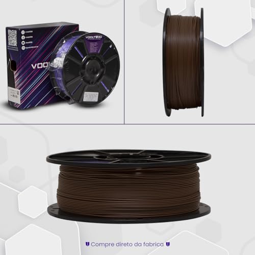 Filamento PLA Marrom Velvet 1kg - 1,75mm com Efeito Fosco - Para Impressora 3D FDM - Nacional Voolt3