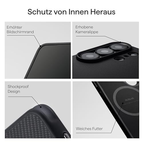 pitaka Vollschutzhülle für Galaxy S26 Ultra aus Aramidfaser Schwarz/Grau – Ansicht 4