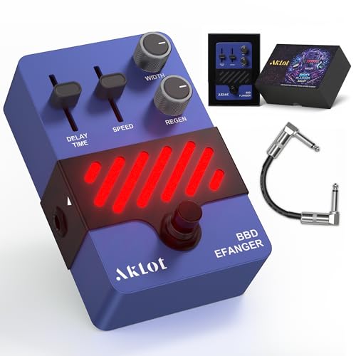 Image of AKLOT Flanger Electric Guitar Pedal: Classic Jet Sweep to Deep Modulated Swirl, Dynamic Touch-Responsive Modulation, Mini Guitar Effects Pedal True Bypass, NEON JetPhase