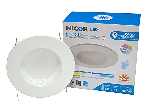 NICOR Lighting 6 inch Sunset Dimming LED Recessed Downlight in White (DLR56-SD-1007-WH-BF)