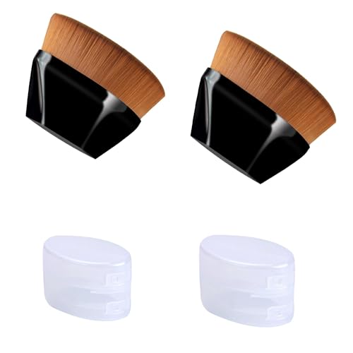 2 Pcs Multifunctional Kabuki Brush - Foundation, Blusher, Powder, Concealer - Portable Case - Blends Liquid, Cream