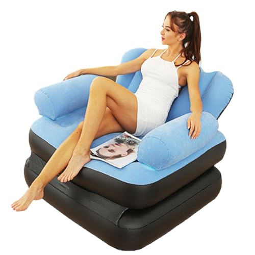 Generico Sofá inflable multiusos – Cama de aire plegable, sillón lounge para adultos para exteriores | con reposabrazos en forma de L, sofá reclinable plegable ligero y relajante para camping