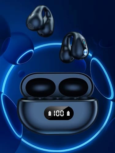 Image of neQra Clipy LY6 Earbuds TWS Earphone Bluetooth 5.3 with Mi, Sports, Gaming, Music, 12 Hrs Battery, Clip Fit, Ear Comfort, Battery Level Display on Case, One Touch Control. Sweat Resistant.-Matte Black