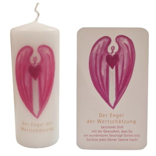 Angel Candle with Card - Angel of Appreciation - 12 cm Candle with Angel Motif & Blessing Card in Gift Bag - Designed by Andrea Zrenner - Loving Gift for Many Occasions