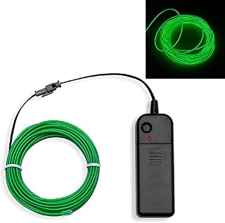 ILEBYGO EL Wire 3 Meter/9.8ft Green EL Wire Neon Lights Glowing Strobing Wire Kit with Portable AA Battery Inverter for Halloween Christmas DIY Party Decoration