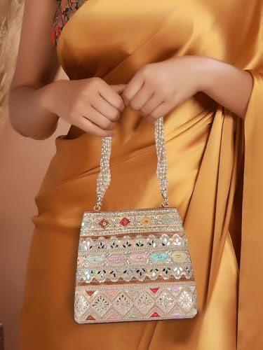 Image of PLANX Velvet SilK Stylish Embroidery Unique Design Traditional Ethnic Wedding Party Handheld Potli For Women | Potli Bag