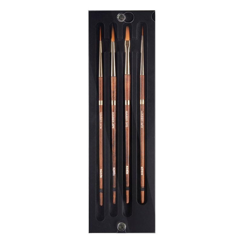 4 pinceaux - Rond - Traceur - Plat - Aquarelle - Isabey - Isaqua - Fibres synthétiques