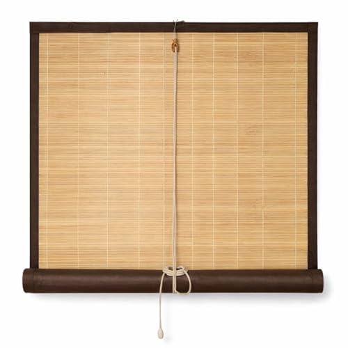 Image of Water Proof Bamboo Curtains for Balcony Roller Rollup Blinds, Bamboo Chick Curtain, for Rain, Sunlight, Dust & Cold Air Protection (Color-Brown,3ft x 8ft (W x H)