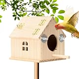 Nichoir Pour Oiseaux De Compagnie – Maison D'accouplement Pour Perroquets, Maison Pour Pinson Des Canaries | Cage À Oiseaux En Bois Massif Durable, Nichoir De 15,2x14x15,4 Cm Avec Perchoir Intégré, Ha