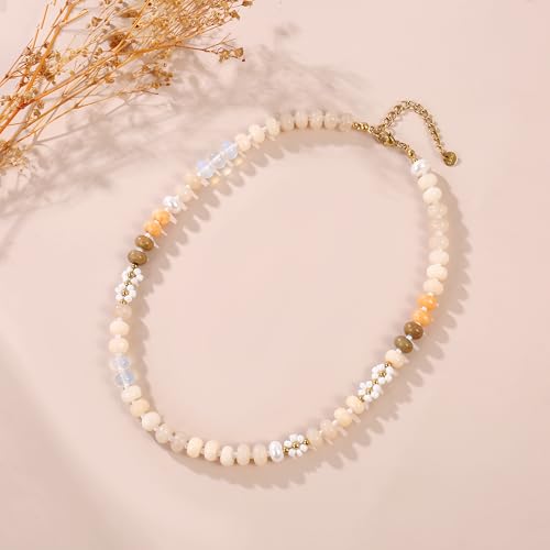 Elegance 11 designs Gemstone Beaded Necklaces For Women Rainbow Natural Stone Boho Waterproof Trendy Necklaces For Women Gift 16.5 inch4