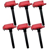 HLZ PRODUCT Performance Red Ignition Coil Packs Set Of 6 Compatible With CHRYSLER PACIFICA VOYAGER DODGE DURANGO JEEP GLADIATOR WRANGLER RAM 1500 3.6L HYBRID Replacement For 68223569AD UF807