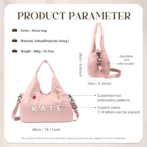 Personalized Dance Ballet Bag with Name - Custom Travel Duffel Bags for Sports Gym Weekender Overnight Travel Lovers2